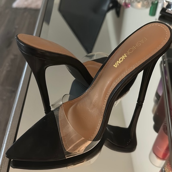 Fashion Nova Shoes - Fashion Nova Black and Clear Heels